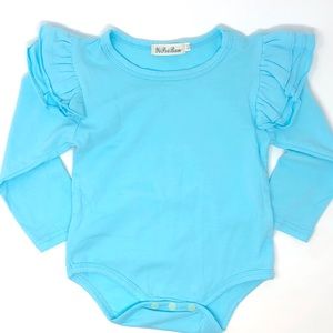 Blue ruffled sleeve romper Bodysuit